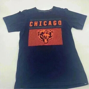 Majestic Triple Peak Chicago Bears T-Shirt Dark Blue Orange Size Medium